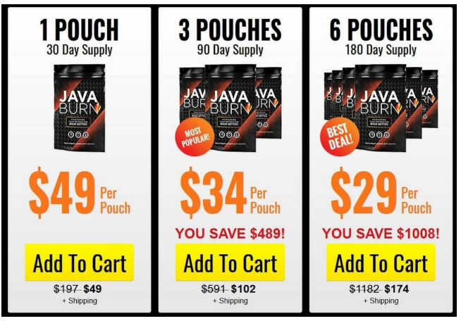 Pricing of Java Burn Coffee Powder