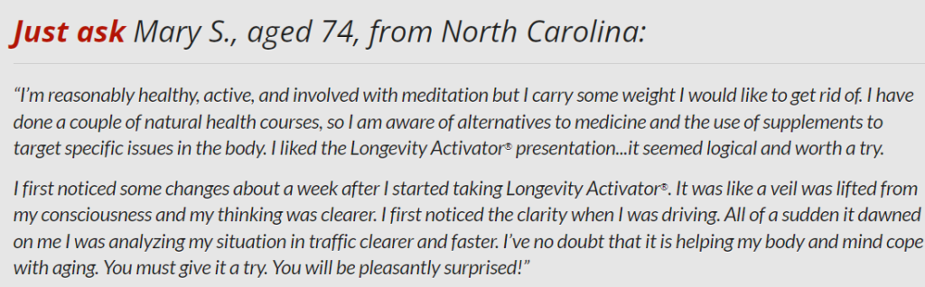 Longevity Activator Customer Reviews