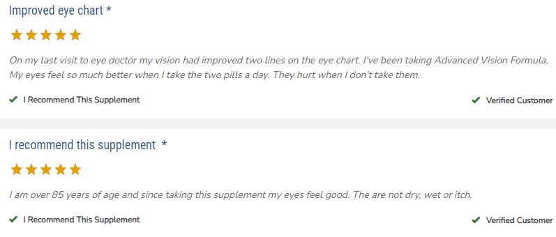 Advanced Vision Formula Customer Reviews