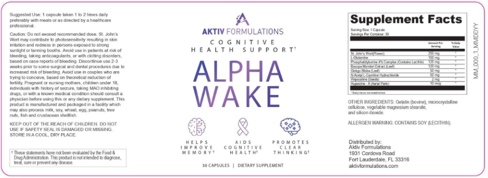 Aktiv Formulations Alpha Wake Ingredients
