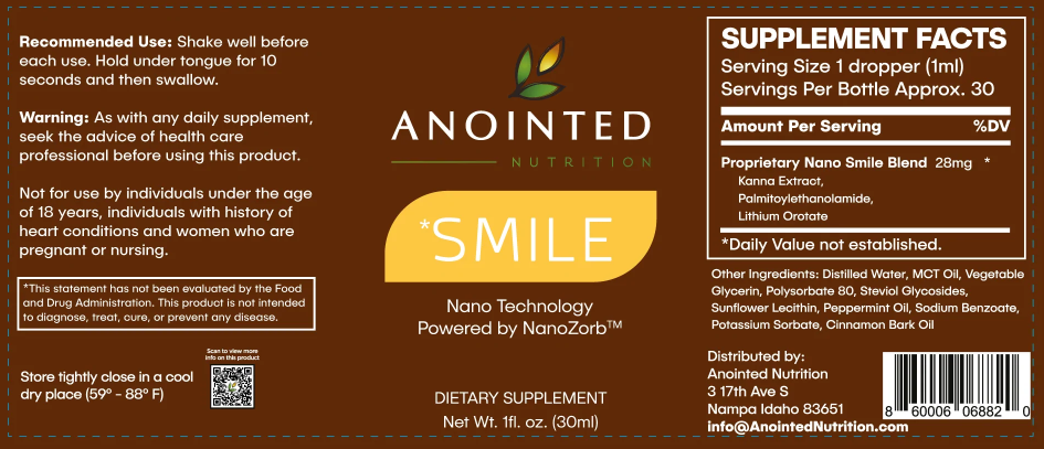 Anointed Nutrition Smile Ingredients
