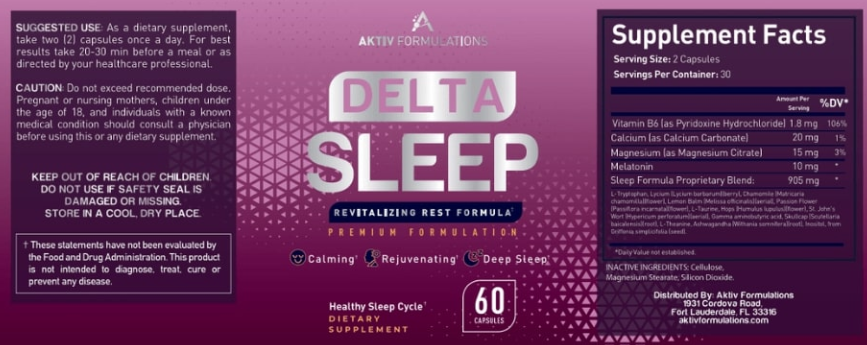 Aktiv Formulations' Delta Sleep Ingredients