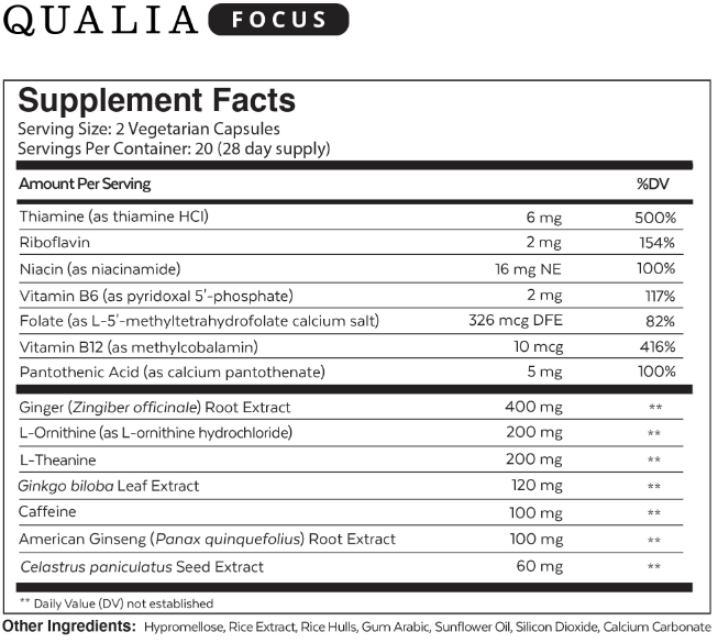 Qualia Focus Ingredients