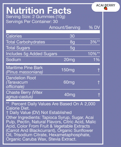 Aura Essentials Daily PMS Gummy Ingredients