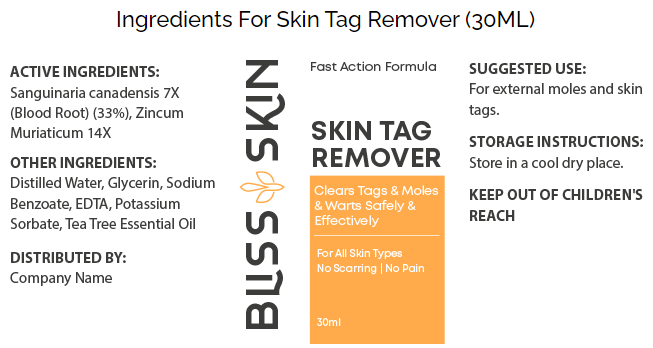 Bliss Skin Skin Tag Remover Ingredients