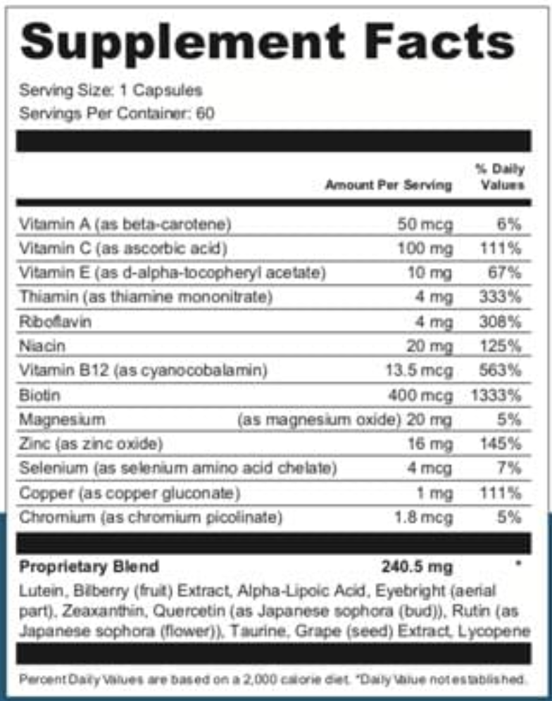 list of sight care ingredients label