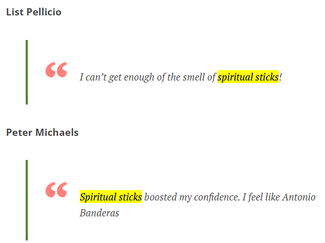 Spiritual Sticks Customer Reviews