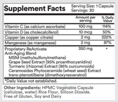 Sun Coast Reactivate Ingredients