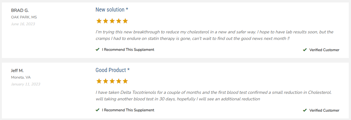 Delta Tocotrienols Customer Reviews