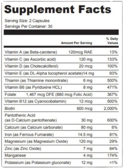 NightDry Supplement Facts