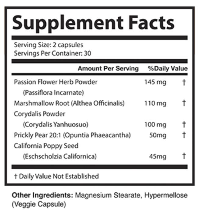 NerveCalm Supplement Facts